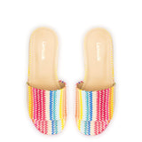 Alex Flatform Mule In Rainbow Raffia