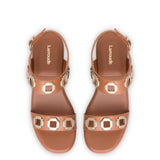 Milan Flatform Sandal In Caramel Leather