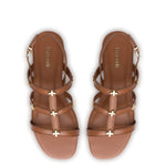 Harmony Flat Sandal In Caramel Leather