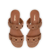 Milan Flat Mule In Caramel Wave Raffia