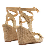 Poppy Wedge In Gold Metallic Raffia