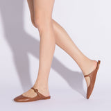 Blair Flat Mule In Caramel Leather