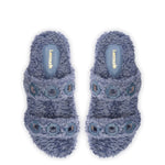 Milan Slide In Blue Faux Fur