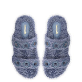 Milan Slide In Blue Faux Fur