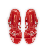 Hana Sandal In Scarlet Patent Leather