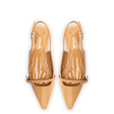 Ines Flat In Tan Patent Leather