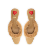 Amal Faux Fur Mule In Peanut Suede