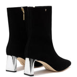 Alexis Bootie In Black Suede and Silver Heel