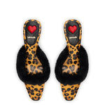 Amal Faux Fur Mule In Leopard Jacquard