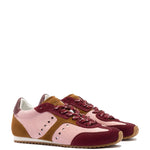 Stella Sneaker In Tulip, Russet and Wine Suede and Silver Metallic Leather