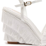 Yves Fringe Wedge In White Raffia