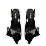 Loulou Ruffle Pump In Black Suede and Crystals