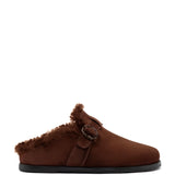 Milan Fur Clog In Brown Suede