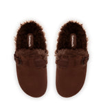 Milan Fur Clog In Brown Suede