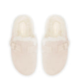 Milan Fur Clog In Mushroom Grey Suede