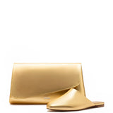 Venice Flat Mule and Pouch Kit In Gold Metallic Leather