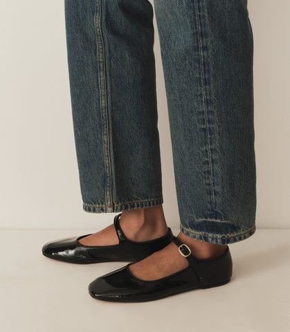 MARY JANE SLIPPER -- BLACK PATENT