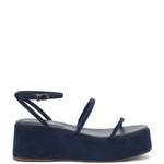 Gio Flatform Sandal In Navy Suede