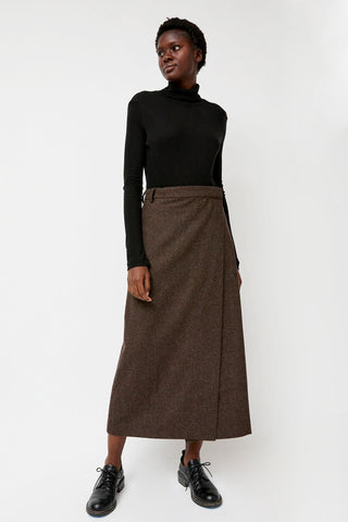 Mijeong Park Wool Blend Maxi Wrap Skirt in Brown