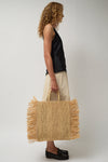 Modern Weaving Straight Fringe Square Bag in Natural