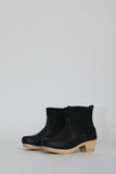 No.6 5" Pull on Shearling Clog Boot on Mid Heel in Black Suede