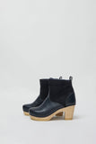 No.6 5" Pull on Shearling Clog Boot on High Heel in Navy and Night