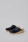 No.6 Bridget Clog on Mid Wedge in Navy Patent