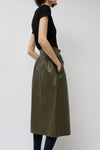 No.6 Parson Skirt in Olive Faux Leather