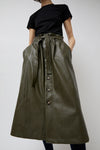 No.6 Parson Skirt in Olive Faux Leather