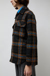 No.6 Wilson Jacket in Brown Black and Blue Plaid Boucle