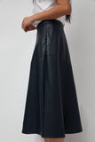 No.6 Lucy Patchwork Skirt in Navy Faux Leather