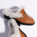 Bobbie Mule In Caramel Leather and Natural Shearling