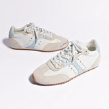 Stella Sneaker In Grey Suede, White Leather and Silver Metallic Leather