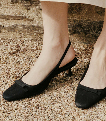 WILLAMINA SLINGBACK -- BLACK SUEDE