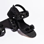 Milan Sandal In Black Wave Raffia