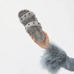 Milan Slide In Grey Faux Fur