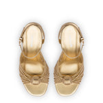 Valerie Platform Sandal In Gold Metallic Leather